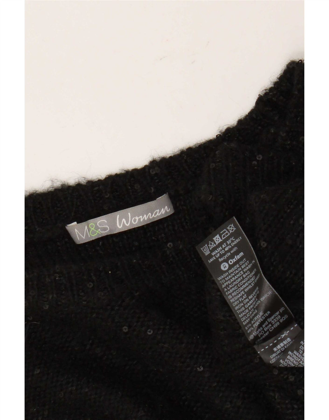 Marks & Spencer Dame Oversized Boat Neck Jumper Sweater UK 14 Large Black