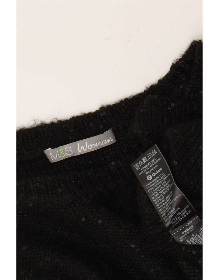 Marks & Spencer Dame Oversized Boat Neck Jumper Sweater UK 14 Large Black