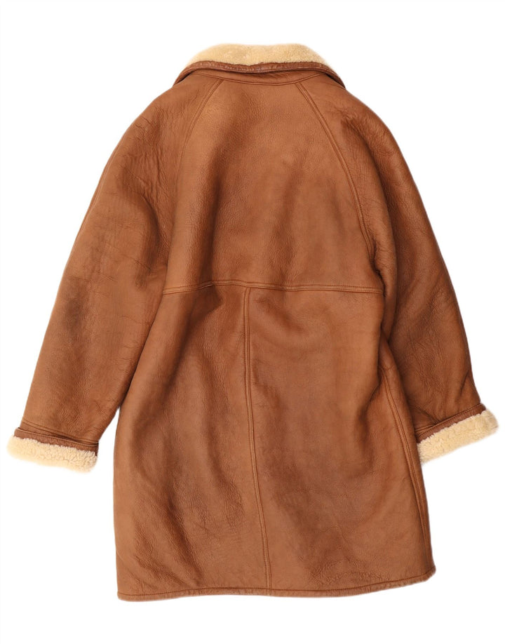 Vintage Herre Shearling Jacket UK 38 Medium Brown Læder Classic
