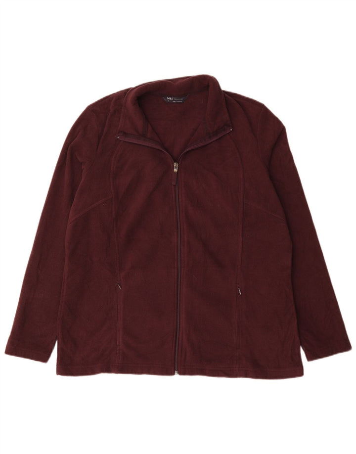 Marks & Spencer Dame Oversized Fleecejakke UK 18 XL Burgundy Polyester