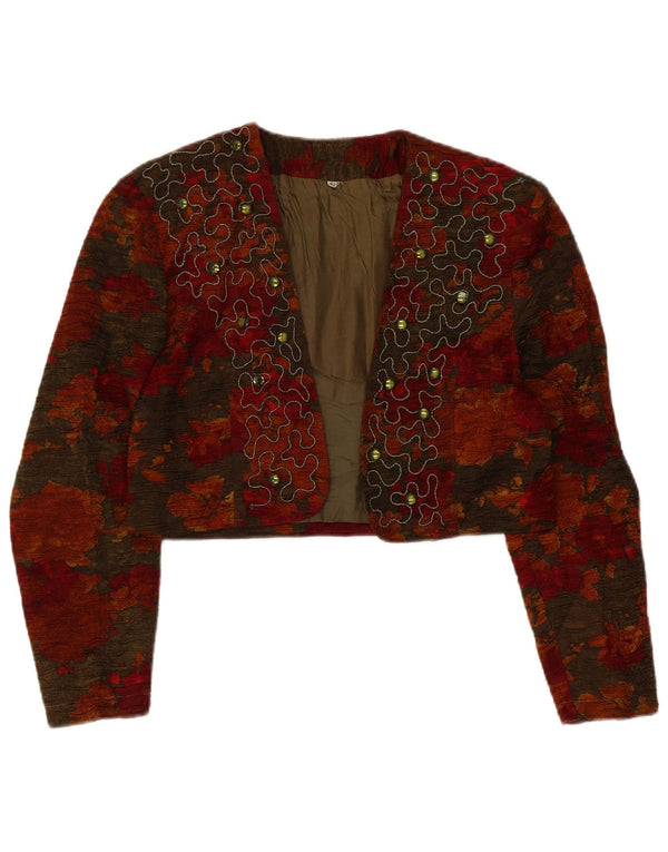 Vintage Bolero-jakke til kvinder IT 42 Medium Multicolored Floral Viscose
