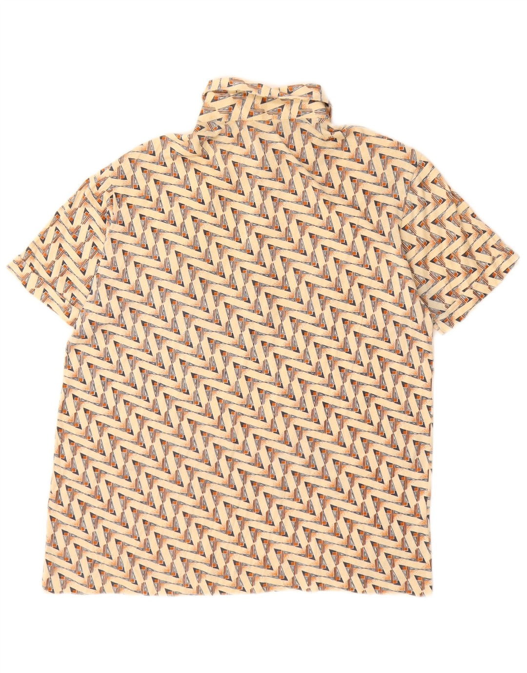 Vintage herre poloshirt Medium beige geometrisk bomuld