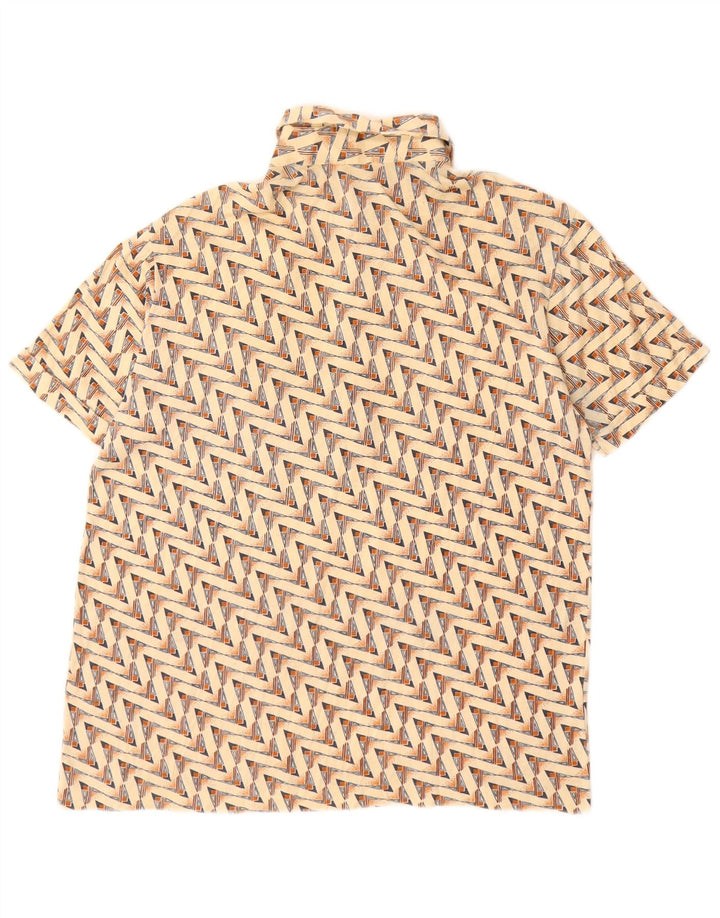 Vintage herre poloshirt Medium beige geometrisk bomuld