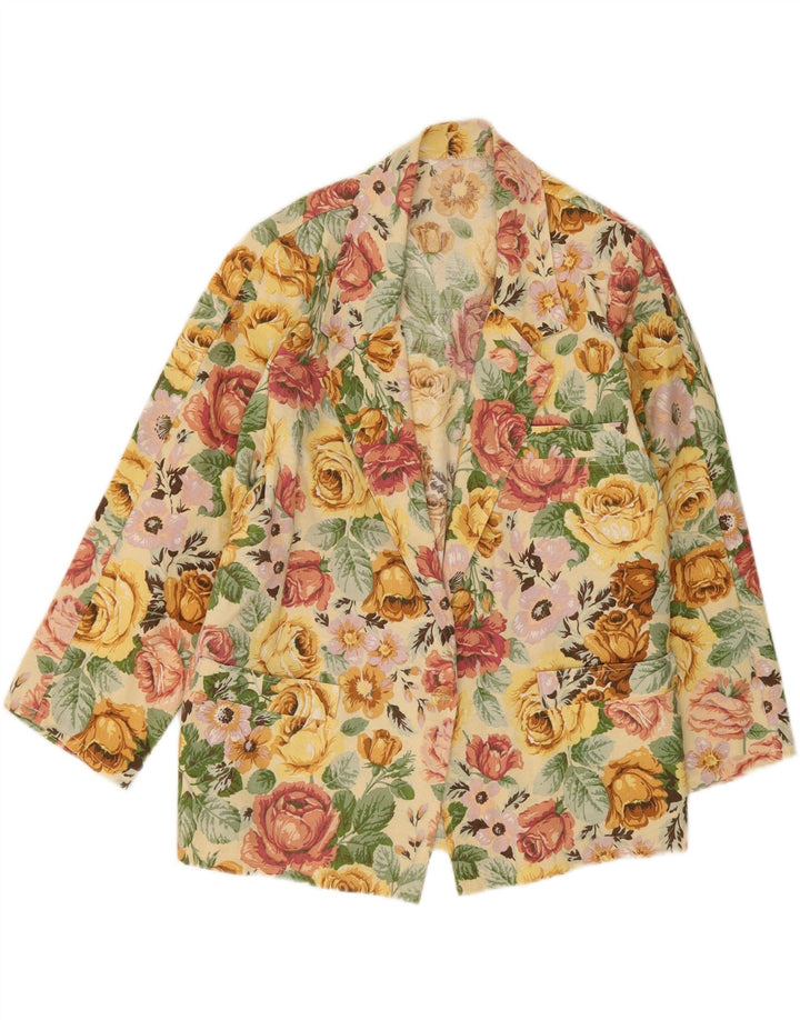 VINTAGE Womens 1 Button Blazer Jacket UK 16 Large Multicoloured Floral Vintage Vintage and Second-Hand Vintage from Messina Hembry 
