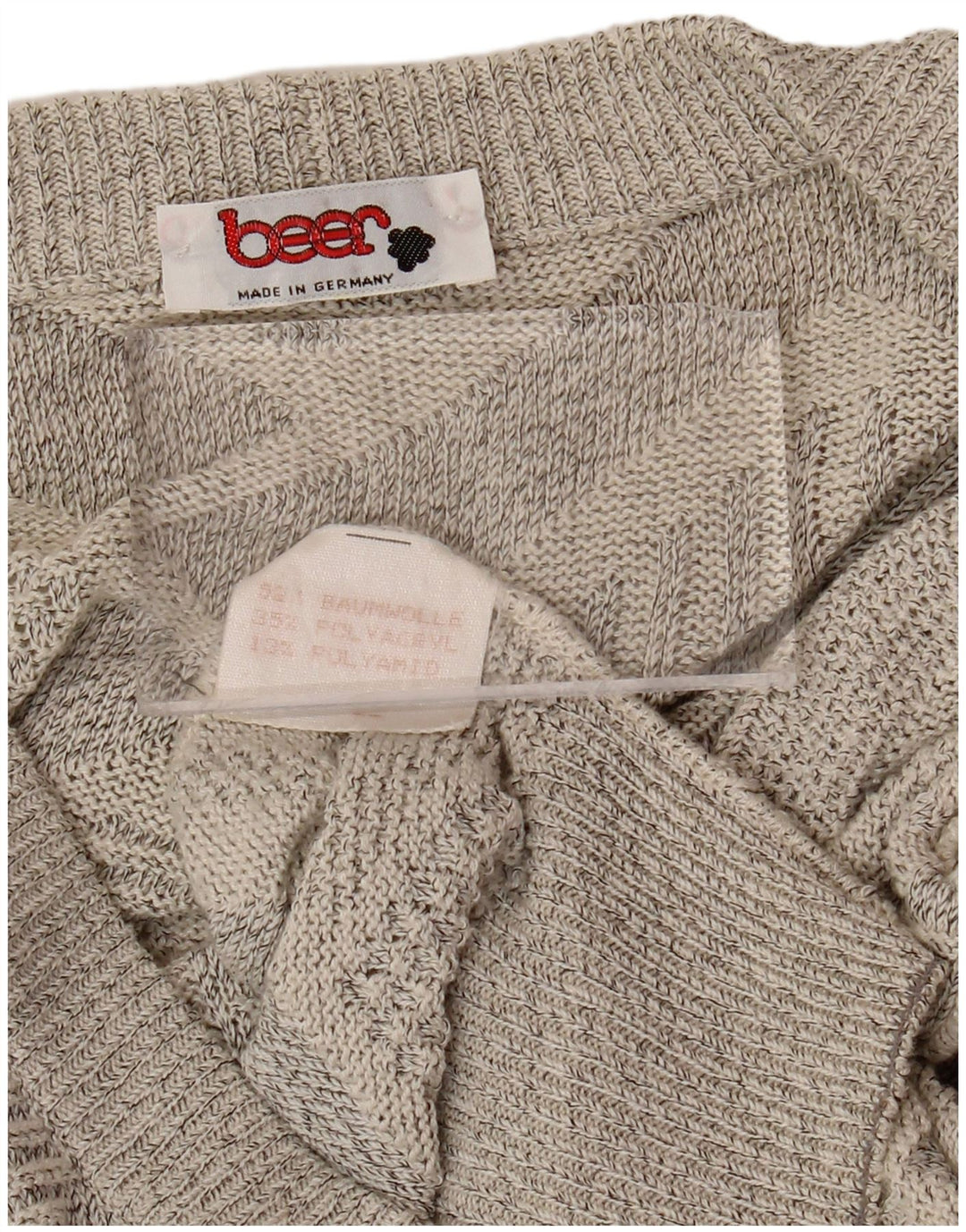 VINTAGE Herre cardigan Sweater Stor Grå Geometrisk Bomuld