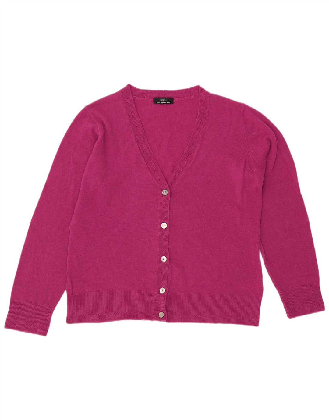 Marks & Spencer Dame Cardigan Sweater UK 14 Large Pink Wool