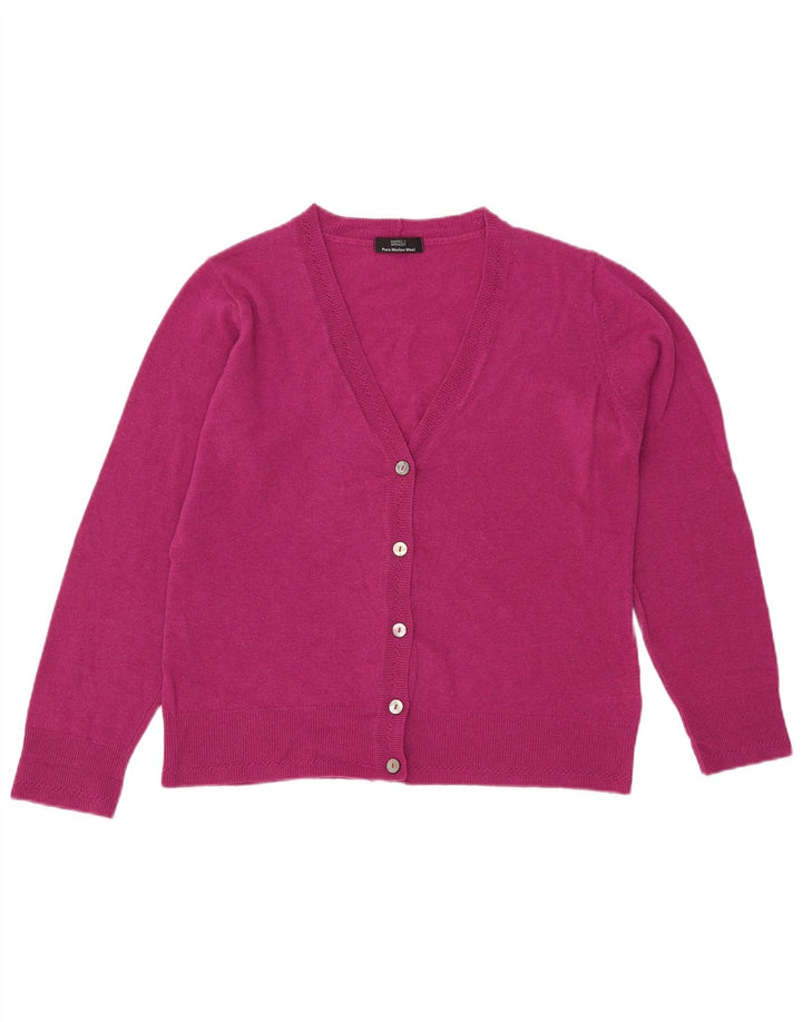 Marks & Spencer Dame Cardigan Sweater UK 14 Large Pink Wool