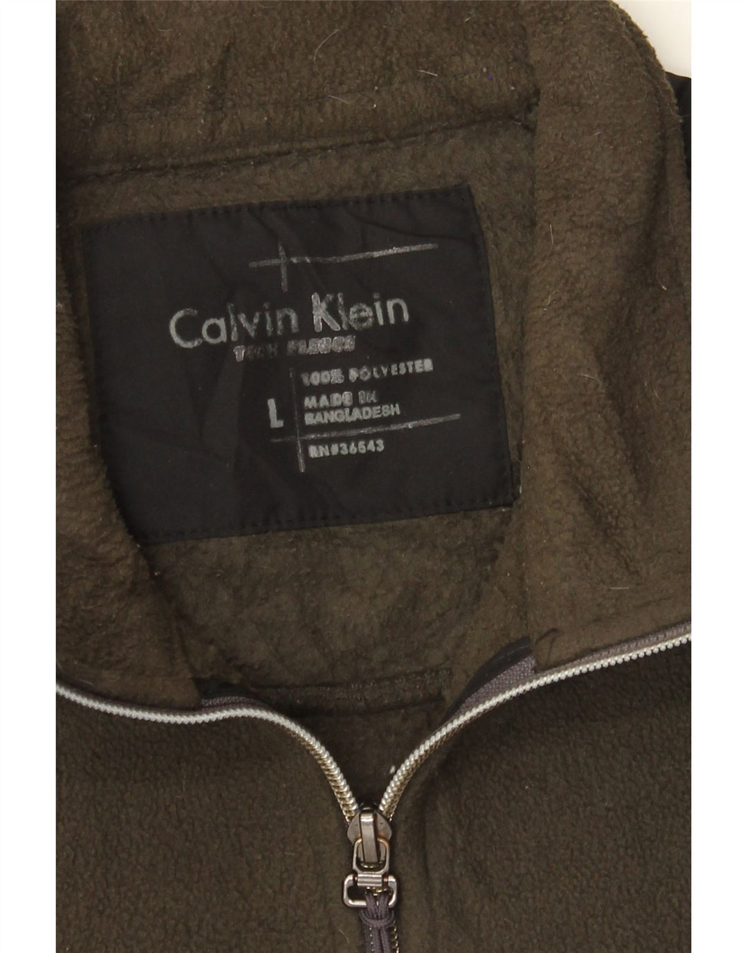 Calvin Klein Fleecejakke til mænd UK 40 Large Khaki Colourblock Polyester