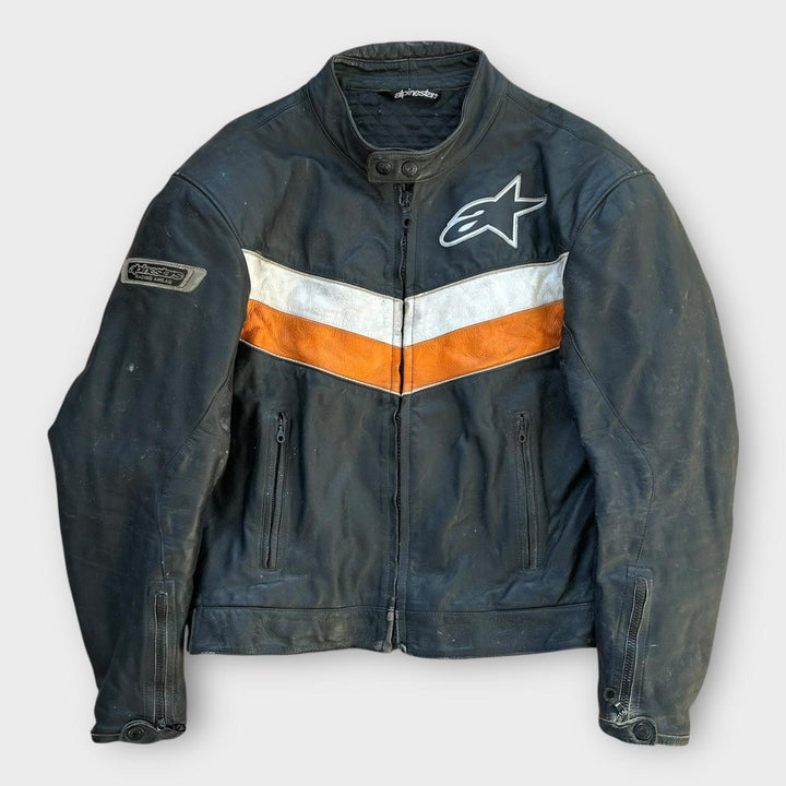 Alpinestars bikerjakke i læder - medium (tjek mål)