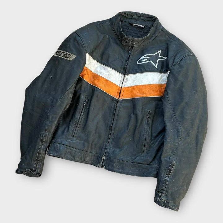 Alpinestars bikerjakke i læder - medium (tjek mål)