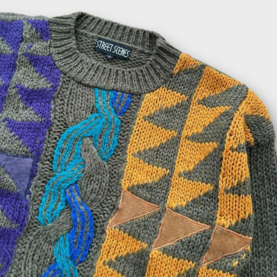 Vintage 90'er mønstret strik - medium