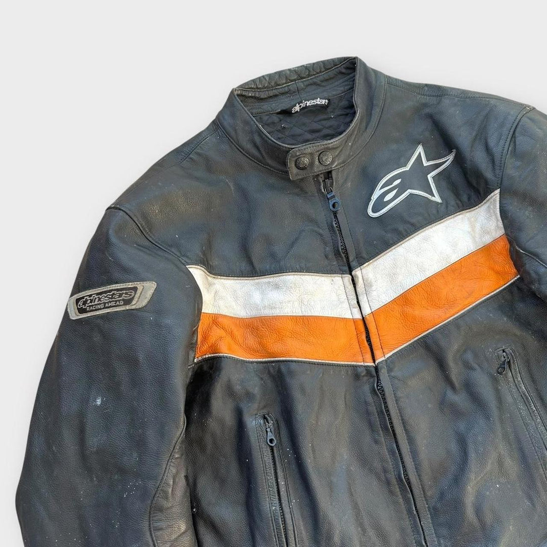 Alpinestars bikerjakke i læder - medium (tjek mål)