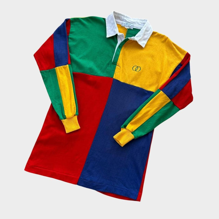 Vintage color block rugby skjorte - medium