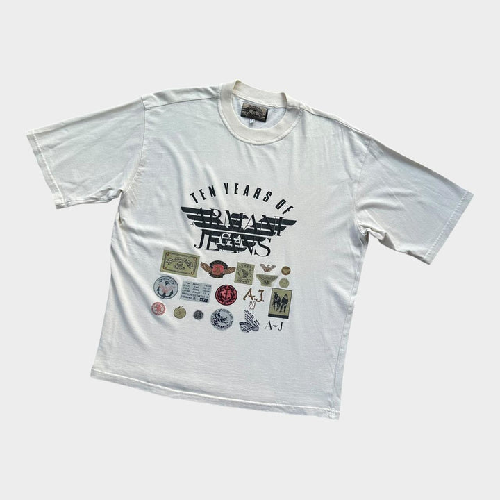 Vintage Armani jeans grafisk t-shirt - medium