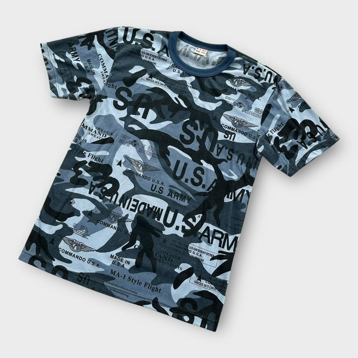 Y2K camo grafisk t-shirt - XL