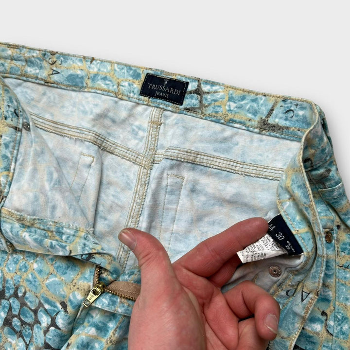 Vintage Trussardi bukser med krokodilletryk