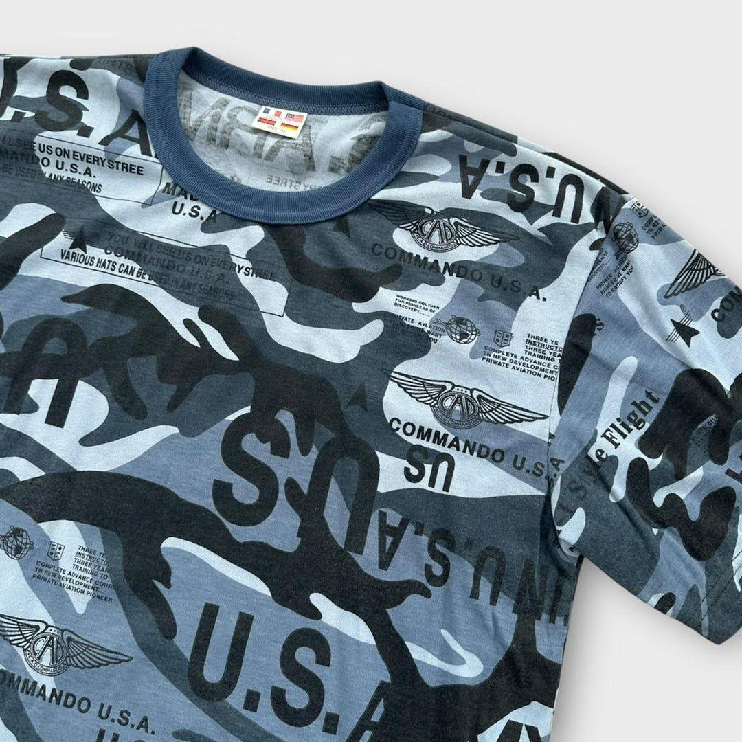 Y2K camo grafisk t-shirt - XL