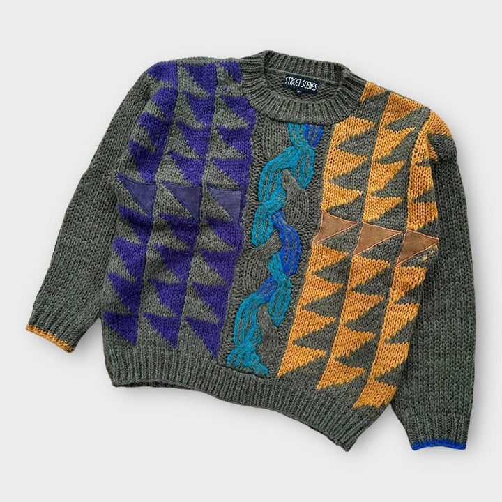 Vintage 90'er mønstret strik - medium