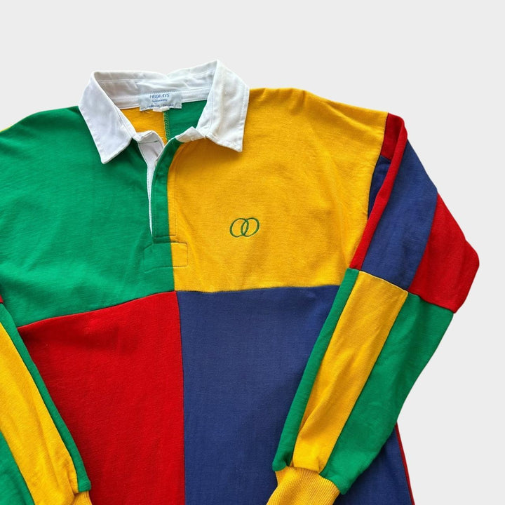 Vintage color block rugby skjorte - medium