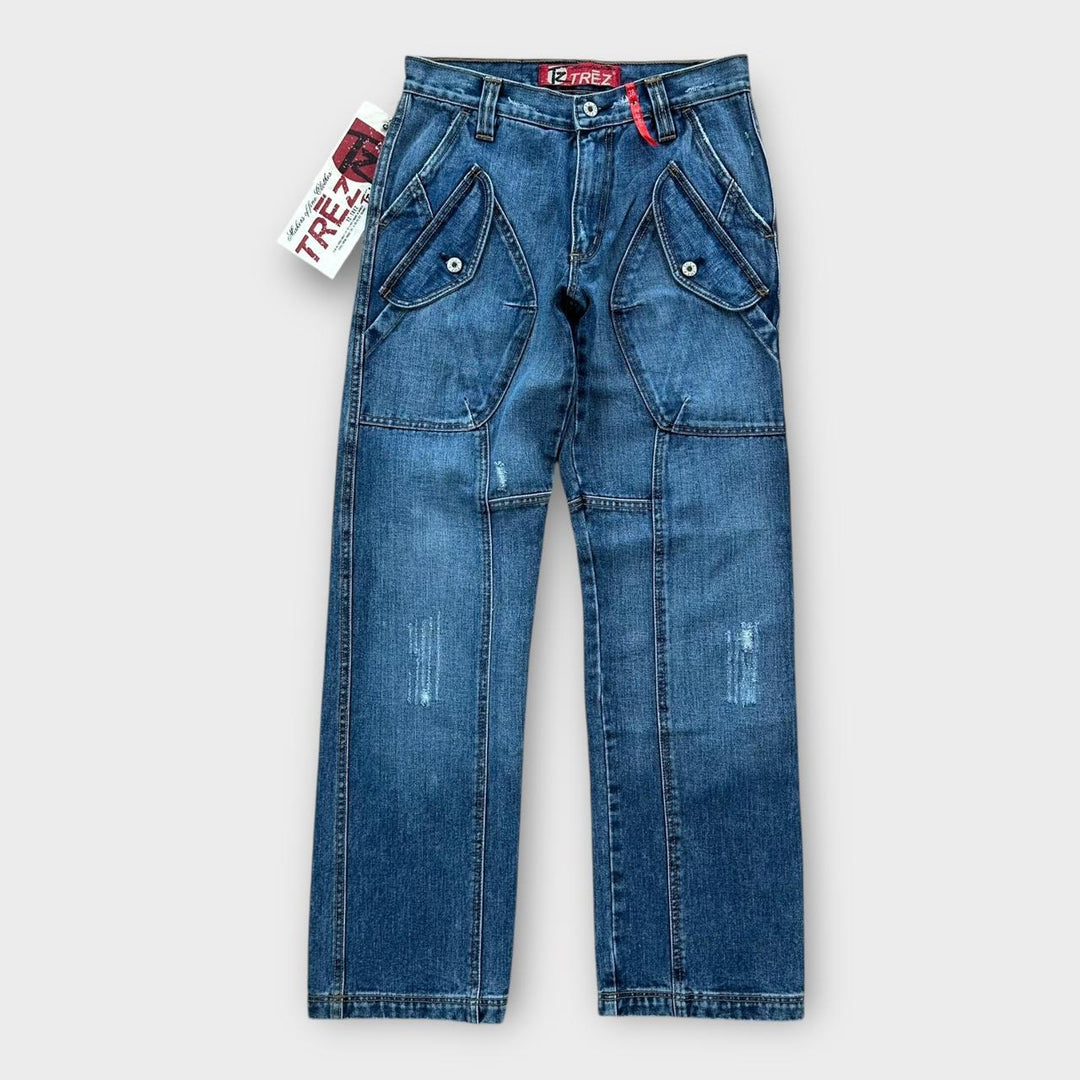 Vintage Y2K denimjeans med brede ben - 28 talje