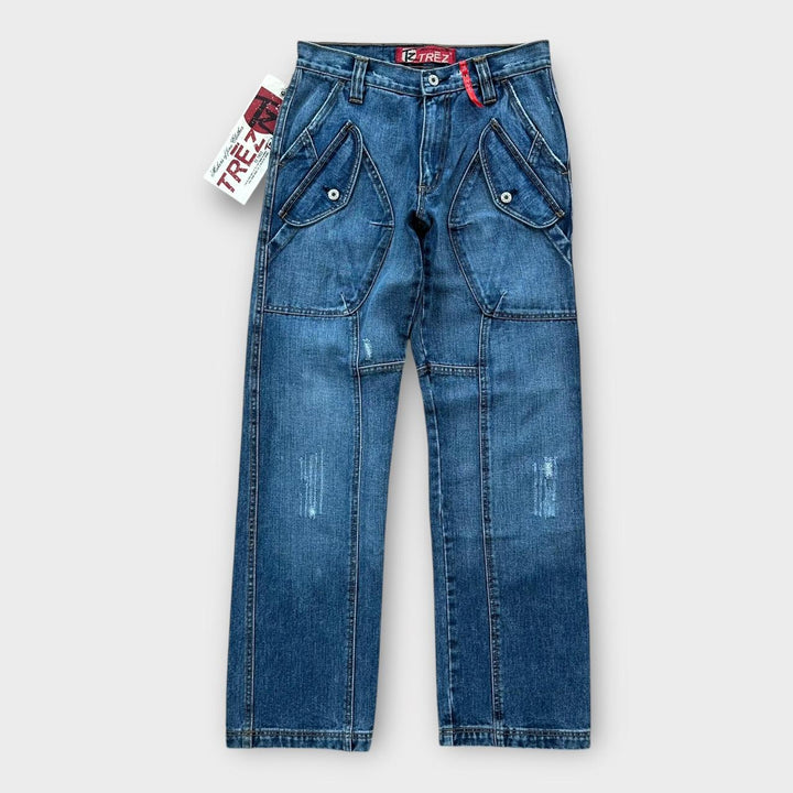 Vintage Y2K denimjeans med brede ben - 28 talje