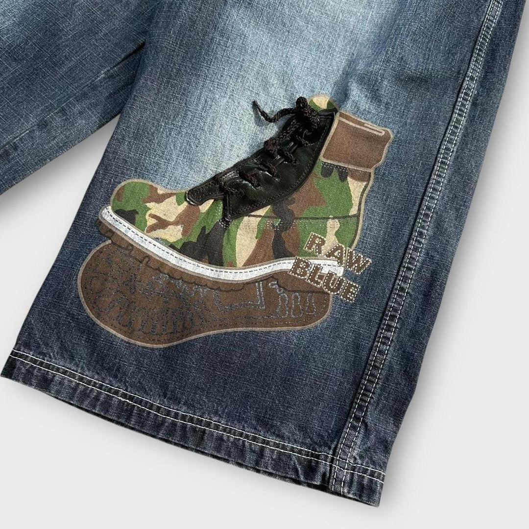 Y2K råblå denim jots - 34 talje