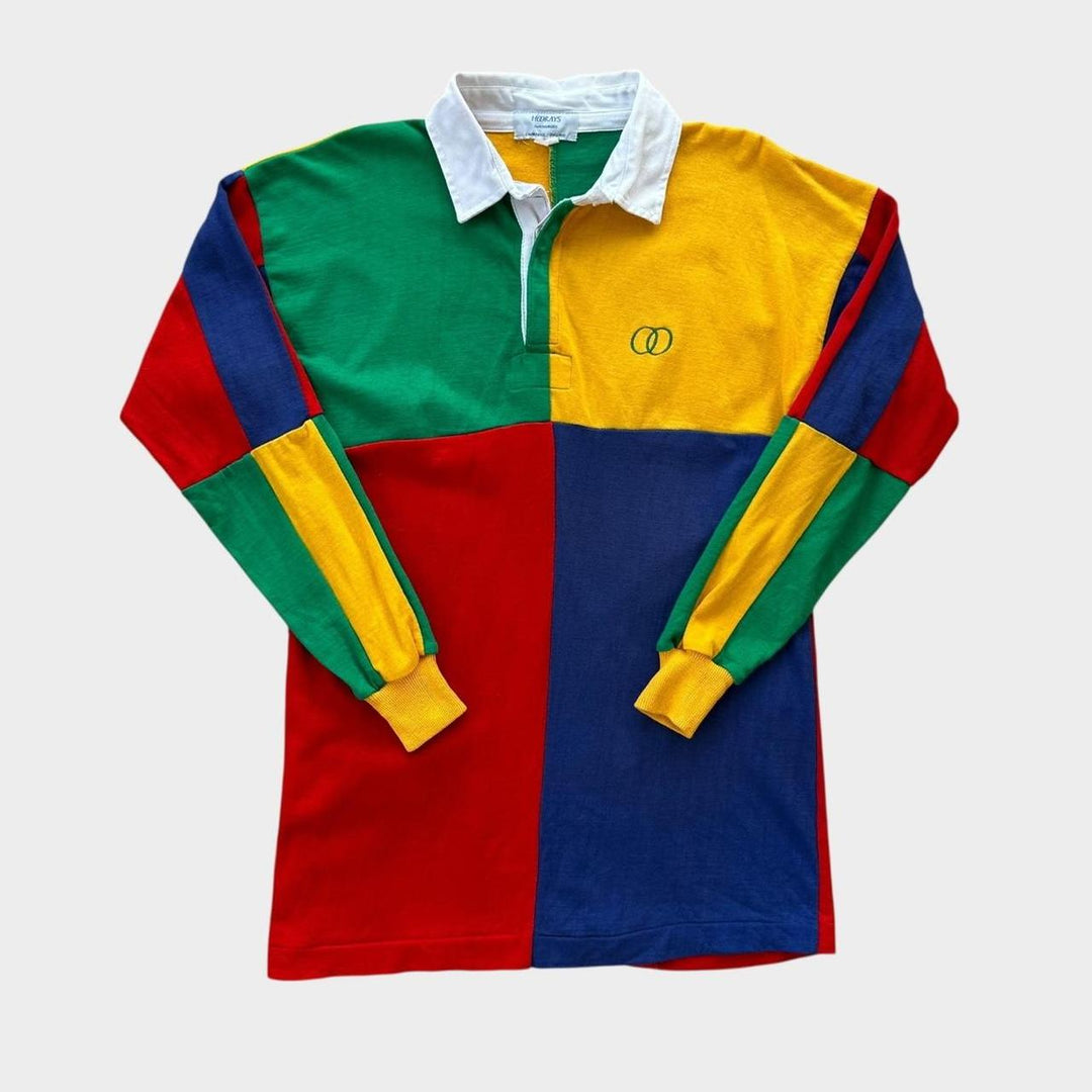 Vintage color block rugby skjorte - medium