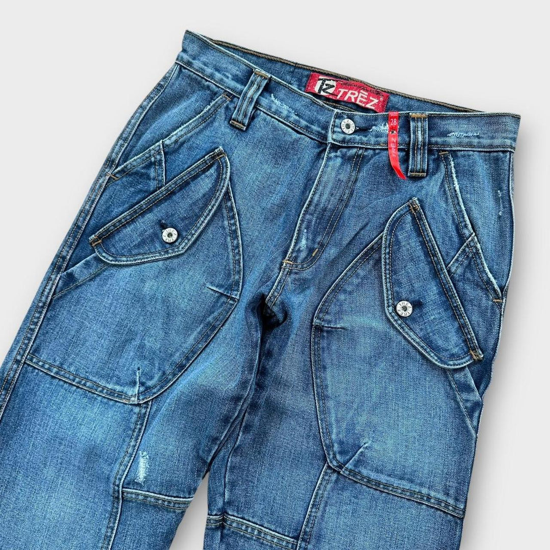 Vintage Y2K denimjeans med brede ben - 28 talje