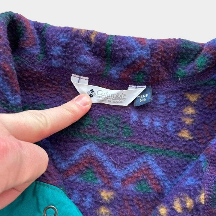 Vintage Columbia funky mønster fleece - XL