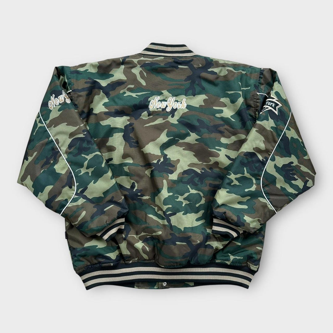 Vintage New York camouflage bomberjakke - XL (passer som en XXL)