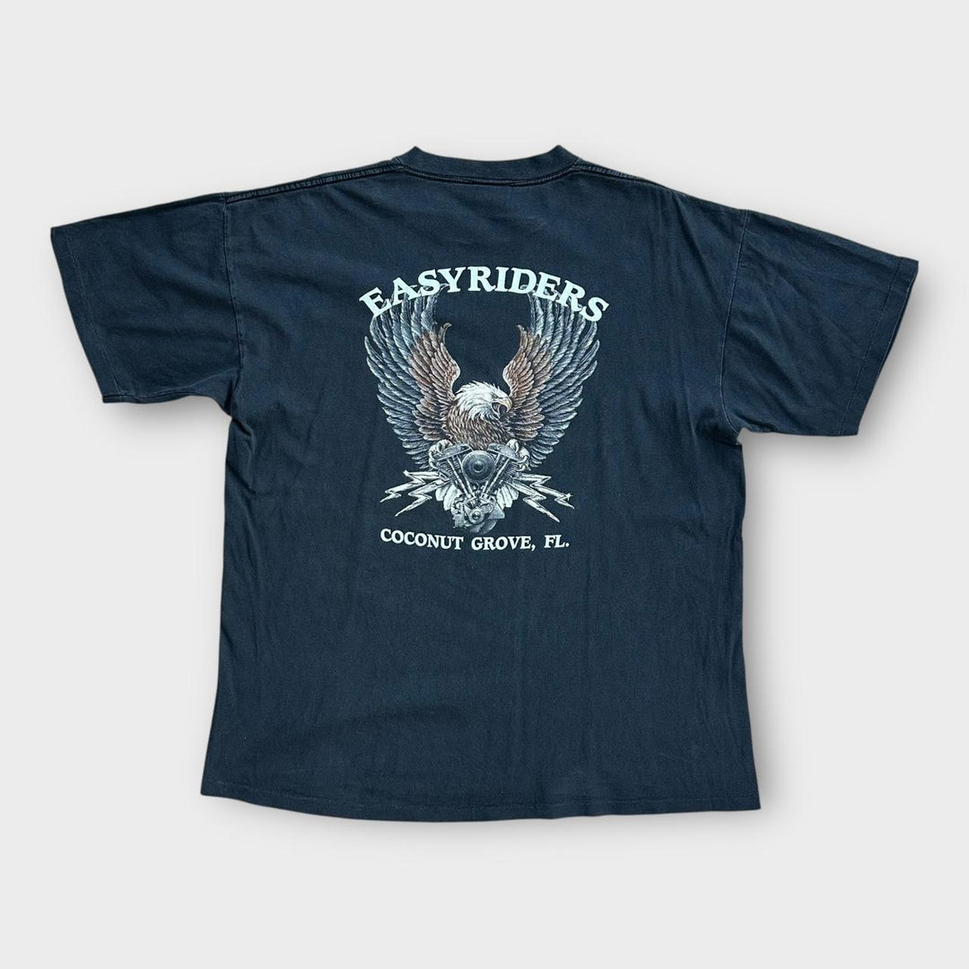 Vintage single stitch biker grafisk t-shirt - XL