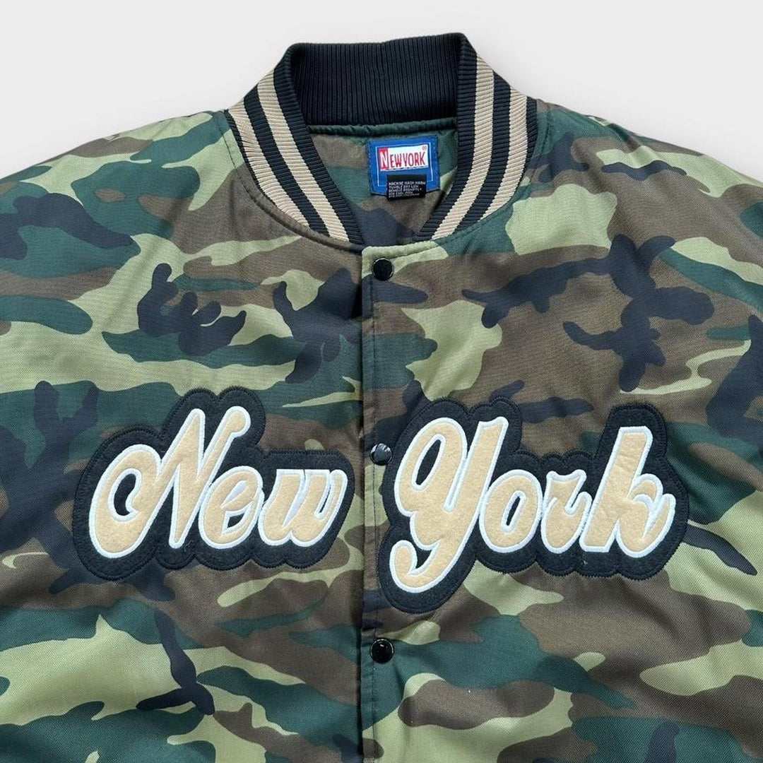 Vintage New York camouflage bomberjakke - XL (passer som en XXL)
