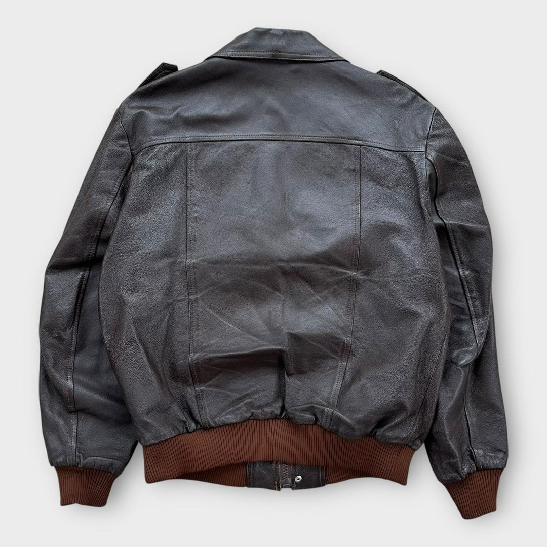 Vintage flyvejakke i læder - stor