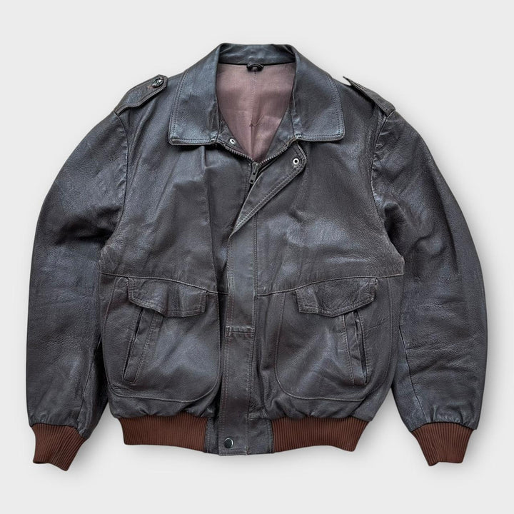 Vintage flyvejakke i læder - stor