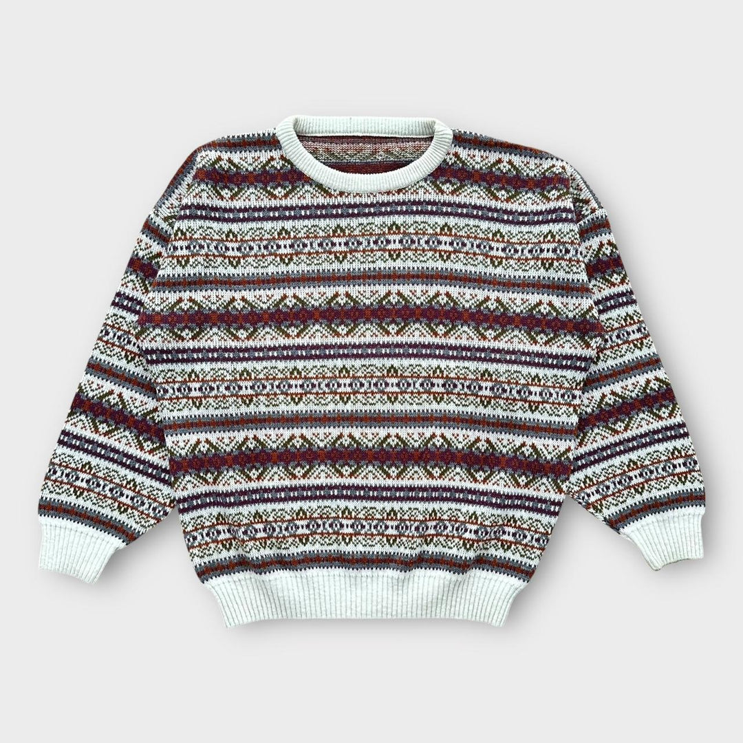 Vintage 90'er mønstret striktrøje- XL