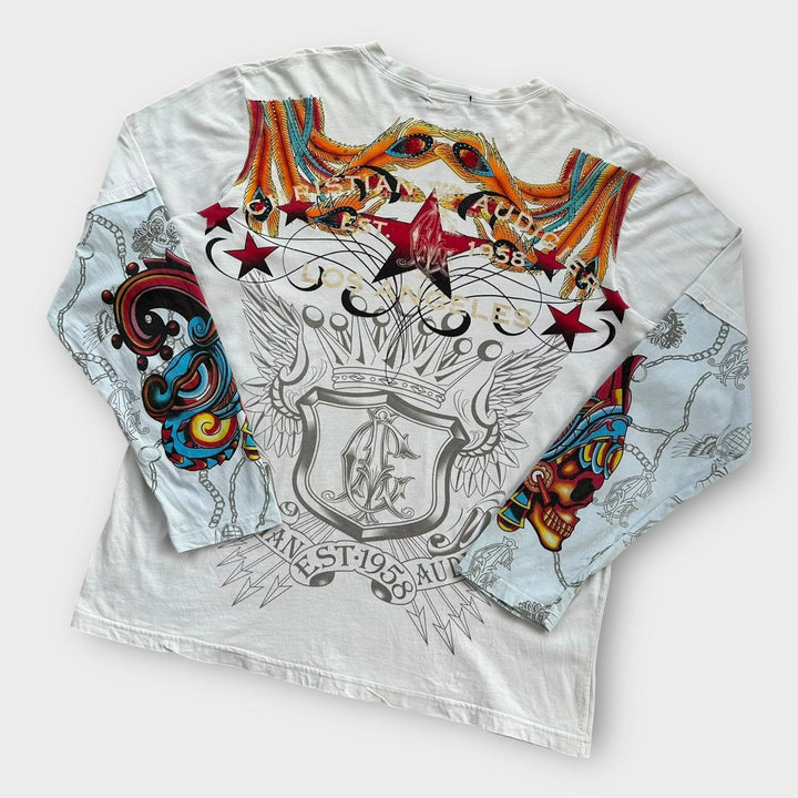 Christian Audigier Ed Hardy langærmet t-shirt - medium (passer som en XL)