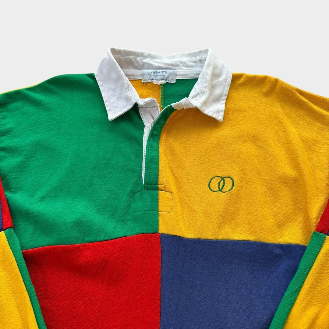 Vintage color block rugby skjorte - medium
