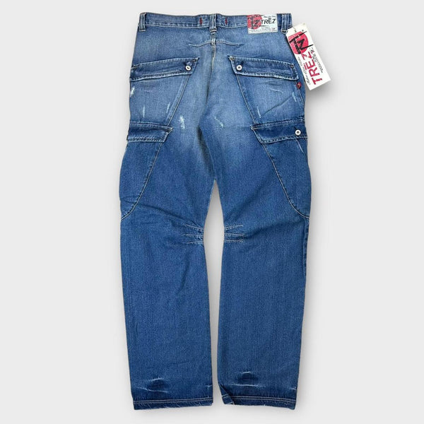 Vintage baggy denim cargo jeans - flere størrelser (28 tommer og 34 tommer)