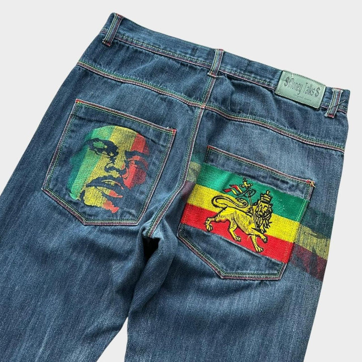 Baggy Hip-hop Rasta jeans - 34 talje