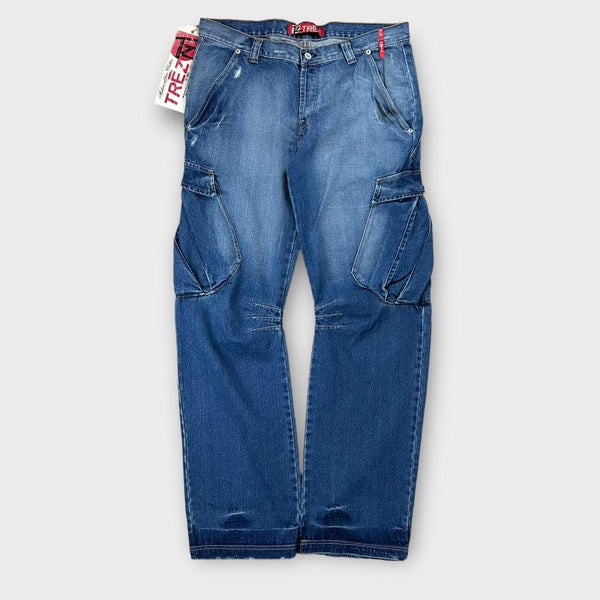 Vintage baggy denim cargo jeans - flere størrelser (28 tommer og 34 tommer)