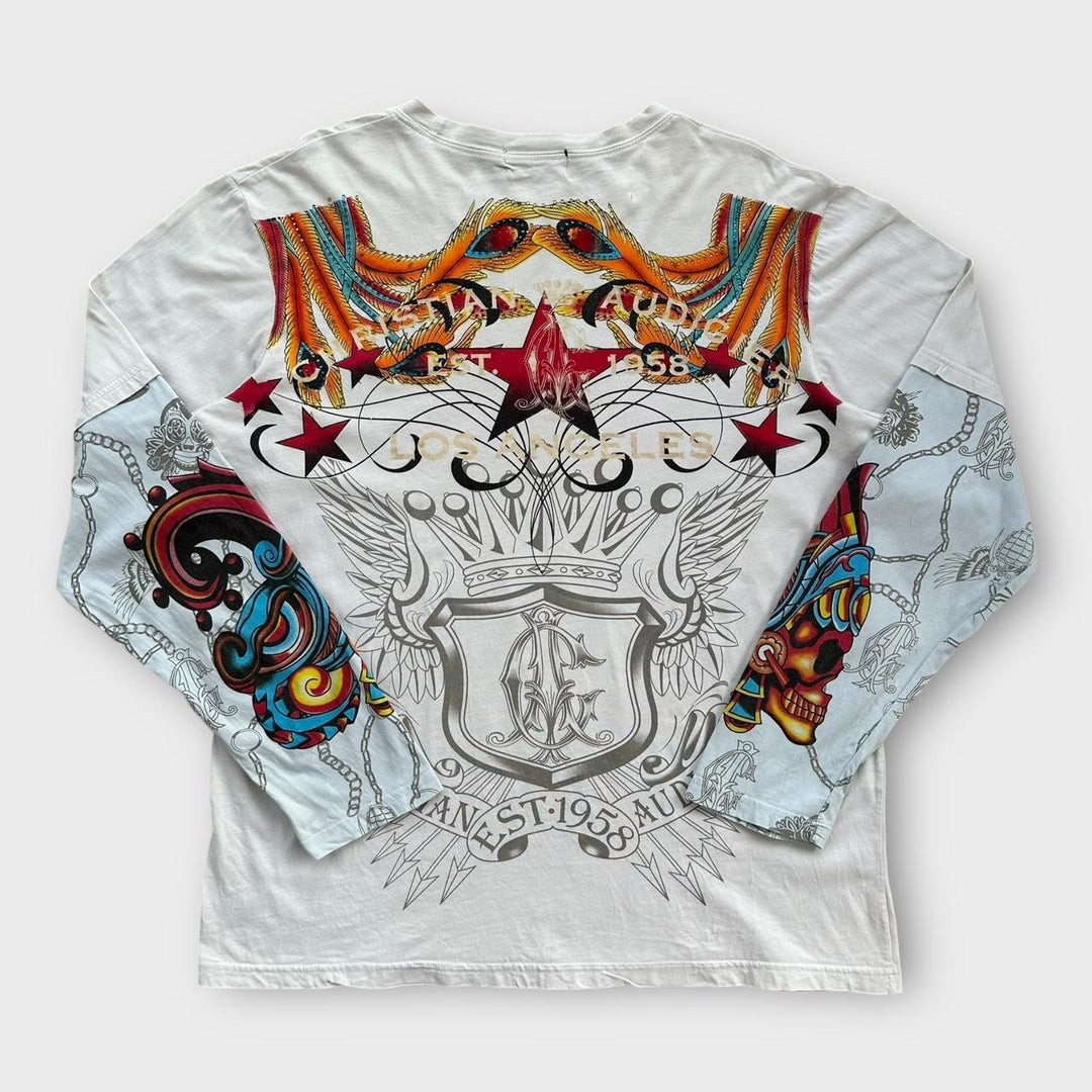 Christian Audigier Ed Hardy langærmet t-shirt - medium (passer som en XL)