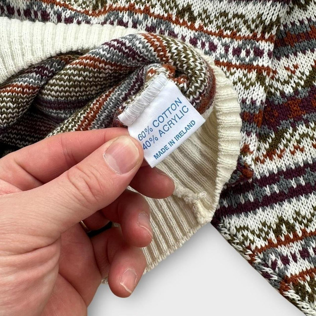 Vintage 90'er mønstret striktrøje- XL