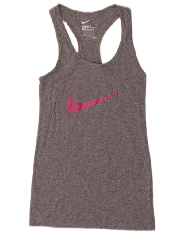 Nike Dame Slim Fit Grafisk Vest Top UK 8/10 Small Grey