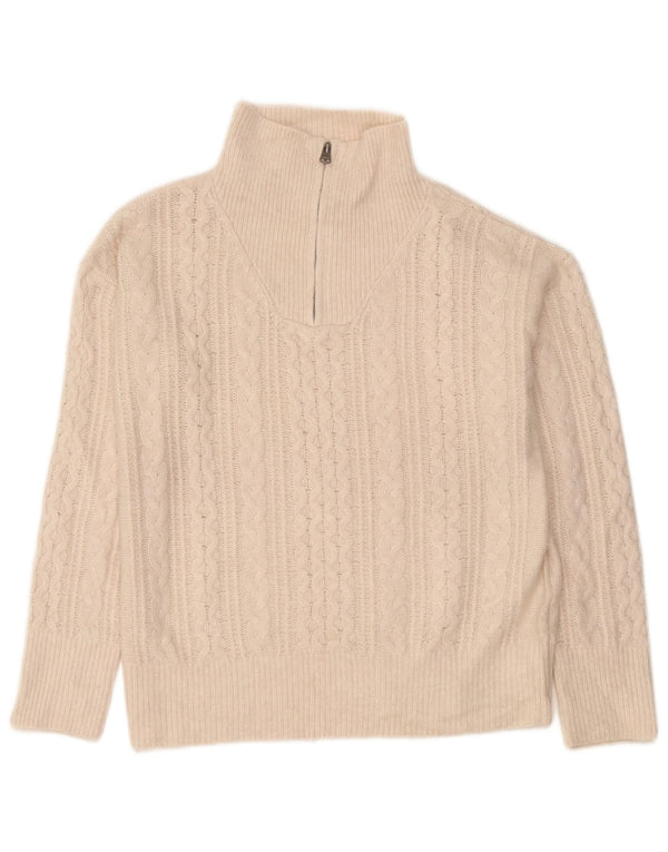 Fat Face Dame Oversized Zip Neck Jumper Sweater UK 12 Medium Off White