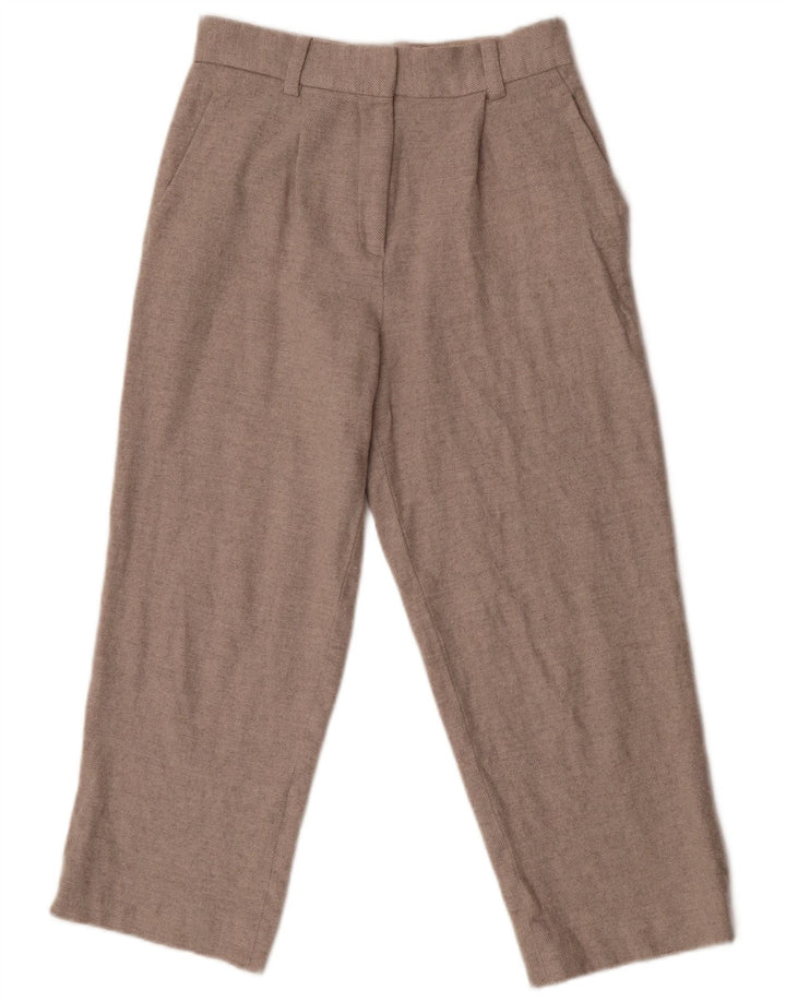 Cos Dame Cropped Trousers EU 36 Small W26 L24 Beige Uld