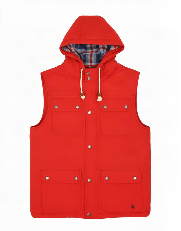Jack Wills Herre Hooded Utility Gilet UK 36 Small Red