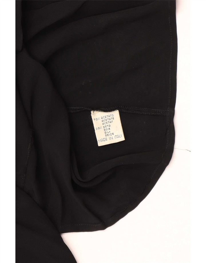 Vintage dameskjorte bluse UK 12 Medium Black Acetate