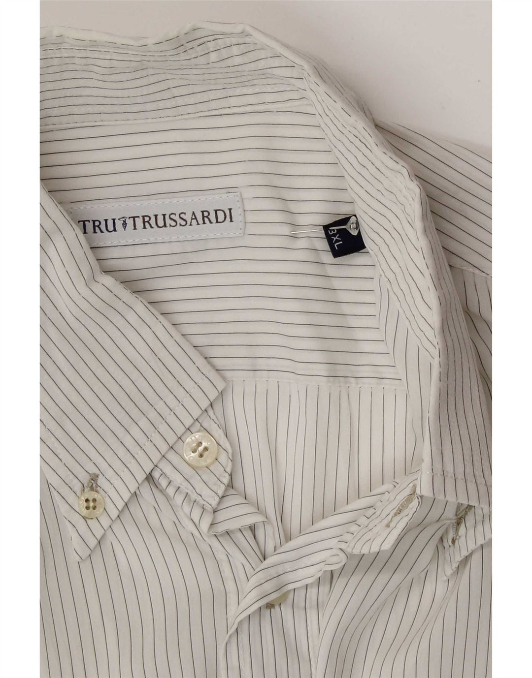 Trussardi herreskjorte 3XL hvid nålestribe