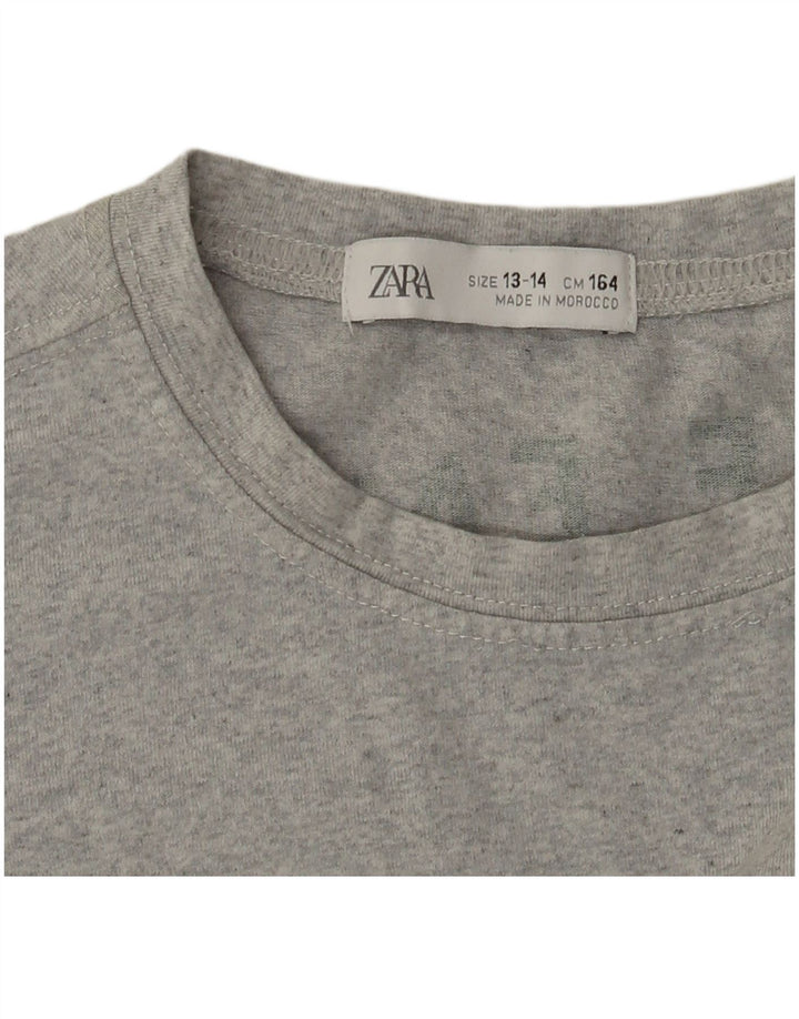 Zara Boys Grafisk T-Shirt Top 13-14 år Grå Flecked