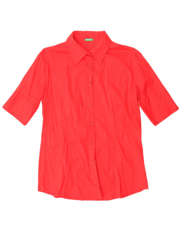 Benetton kortærmet skjorte til kvinder UK 16 Large Red